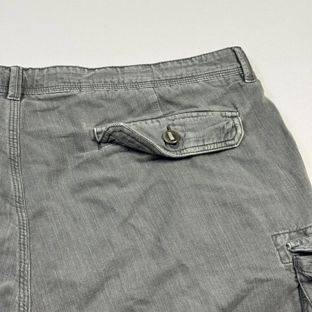 Faherty Brand Cargo Shorts Mens 40 Gray Linen‎ Cotton Utility Pockets Drawstring